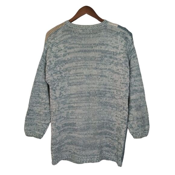 Vintage Classic Elements Blue Patchwork Pattern Grandma Knit Cardigan Sz Medium - Picture 2 of 8